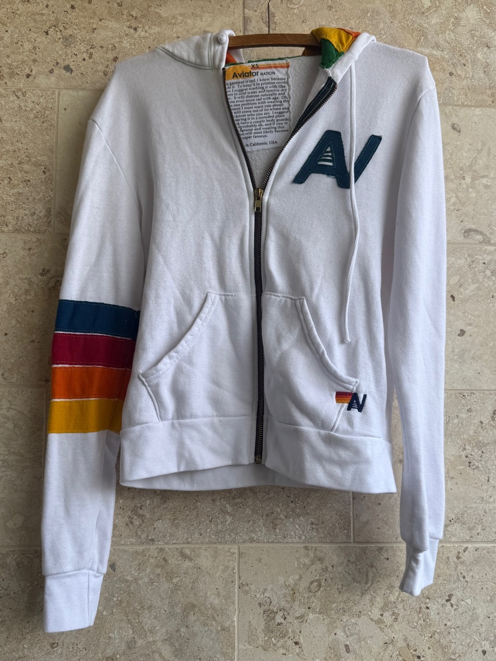 Aviator Nation White Zip Hoodie